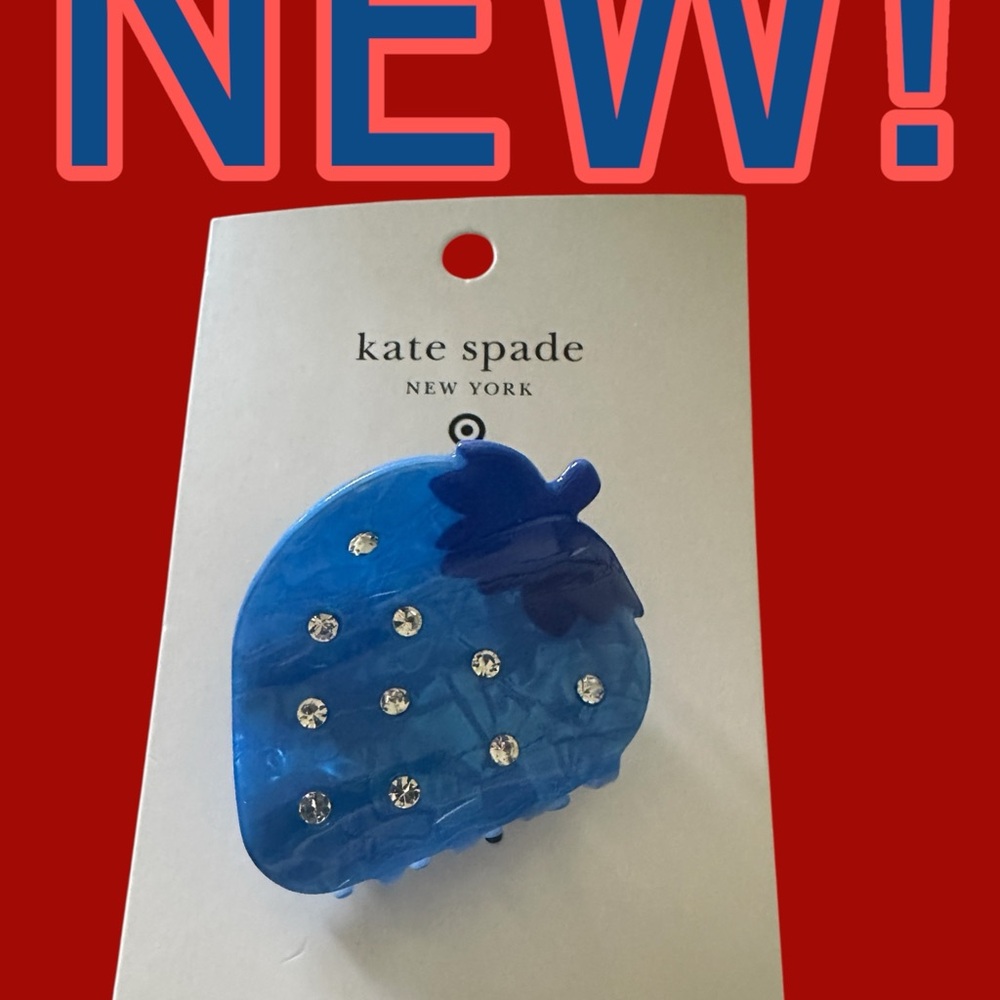 Kate Spade X Target Blue‎ Strawberry Hair Claw Clip with Rhinestones NWT